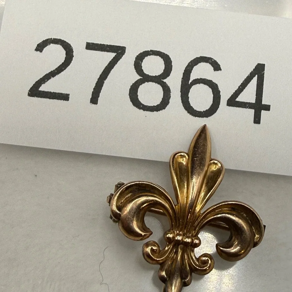 Vintage Gold Filled Watch Chain Brooch Fleur-de-lis